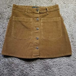 VERO MODA Womens Grace A Line Corduroy Skirt Orange Brown Stretch Pockets XS